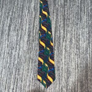 J Garcia Mens Plant Person‎ Collection Five Neck Tie Colorful Print 100% Silk